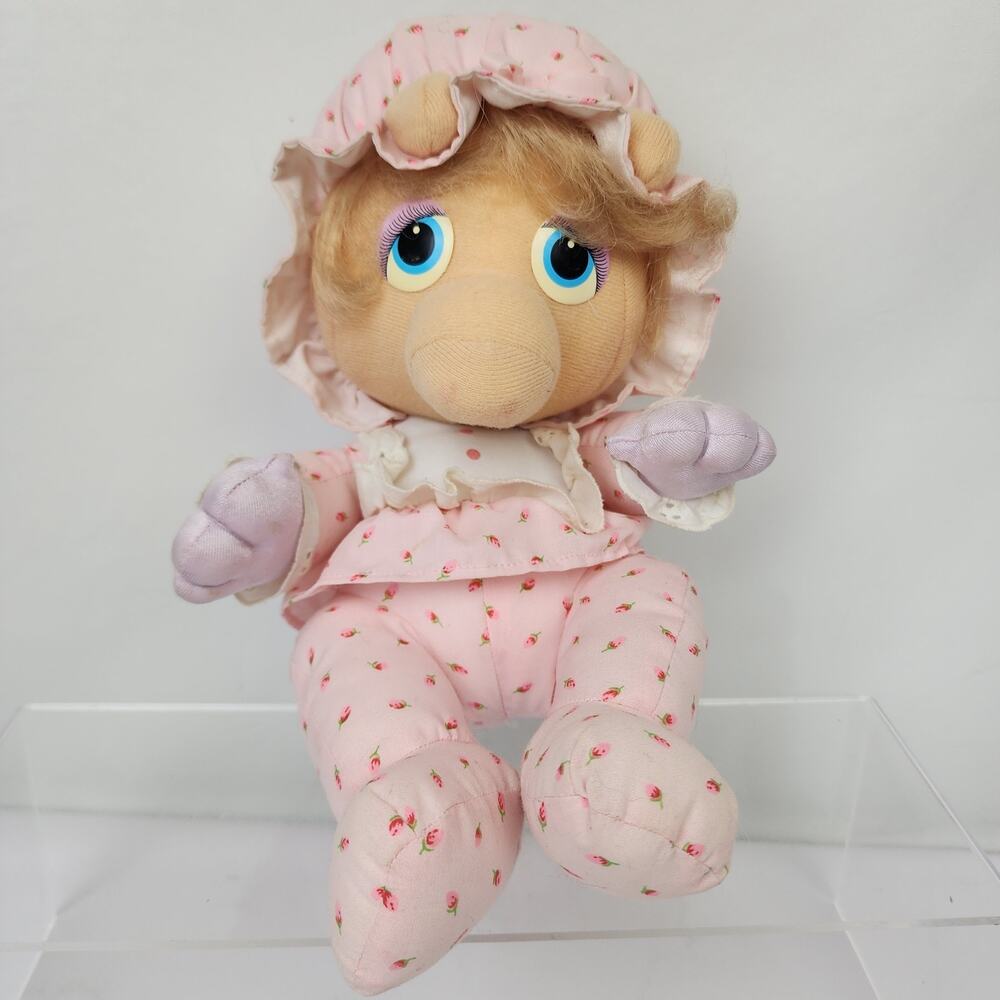 1984 Miss Piggy 9” Hasbro Softies Plush Pampers Muppet Babies Stuffed Doll Pink